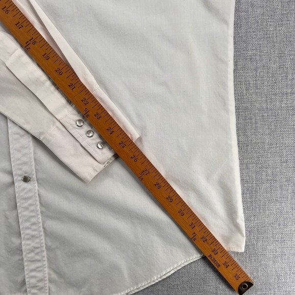 VTG 80s Ely Diamond Western Thunderbird Embroidered Pearl Snap Shirt Men L White - Picture 9 of 11